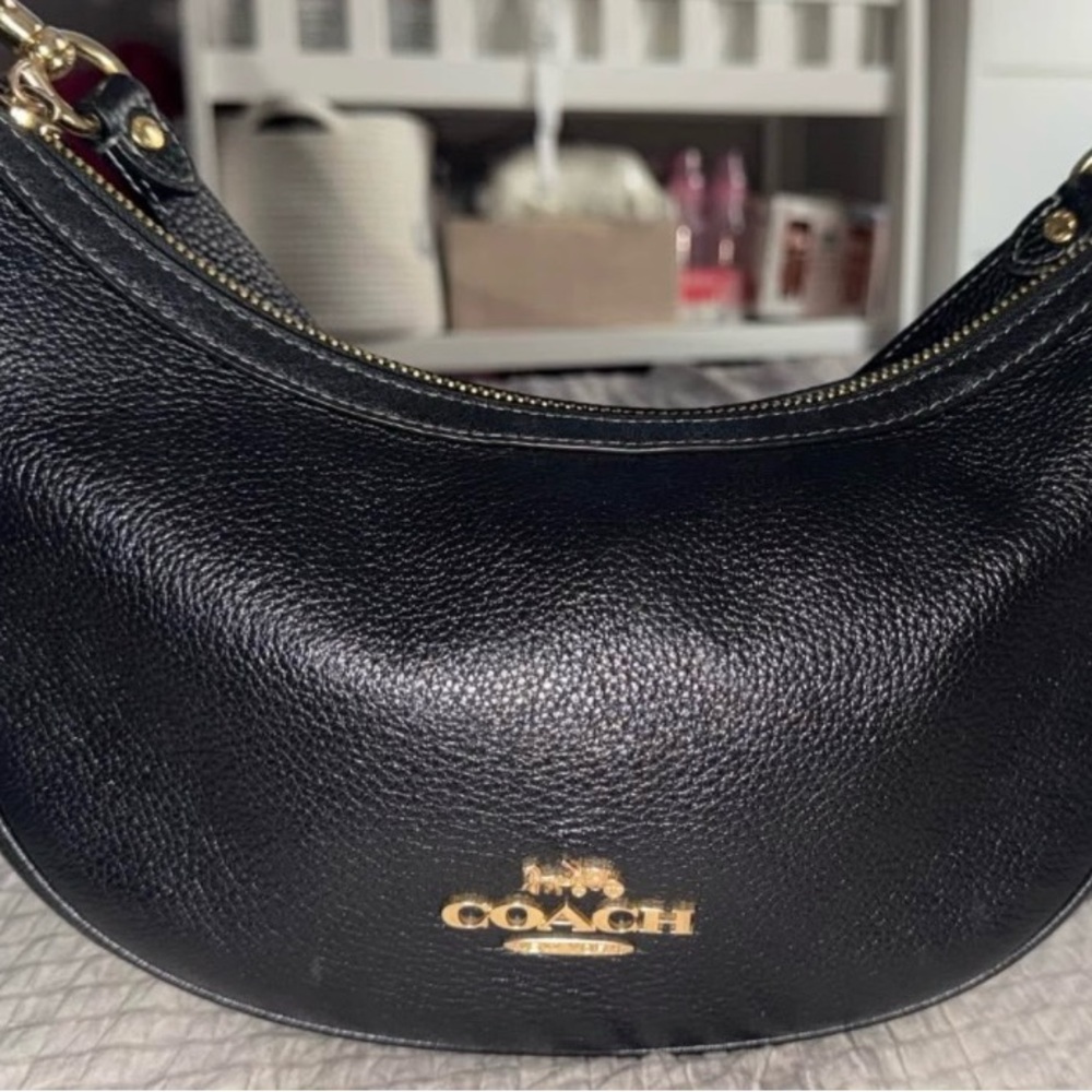 Coach Black Shoulder Bag with Gold Hardware